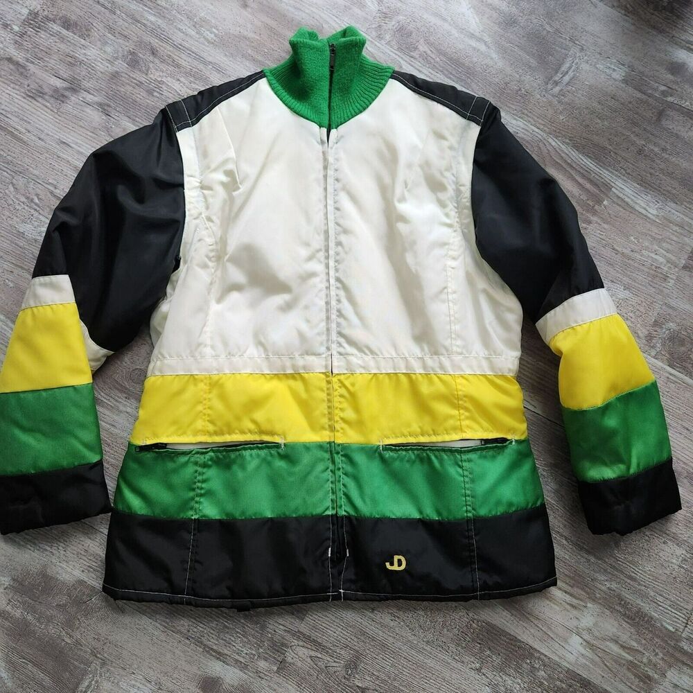 Vintage John Deere Colorful Striped Winter Ski‎ Snow Convertible Jacket to Vest